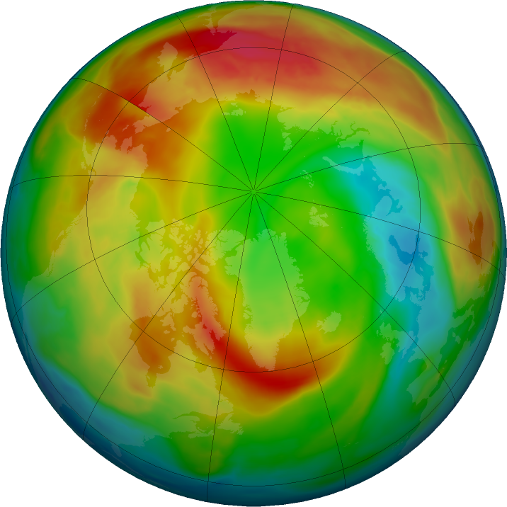 Arctic ozone map for 07 February 2023